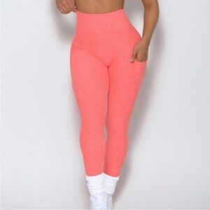 Bombshell sportswear Curve high-Waist Active Leggings Coral Pink NWT